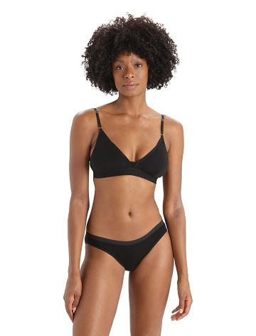 Black Women's Icebreaker Merino Siren Bra One Piece & Sets | USA 1746SGLO